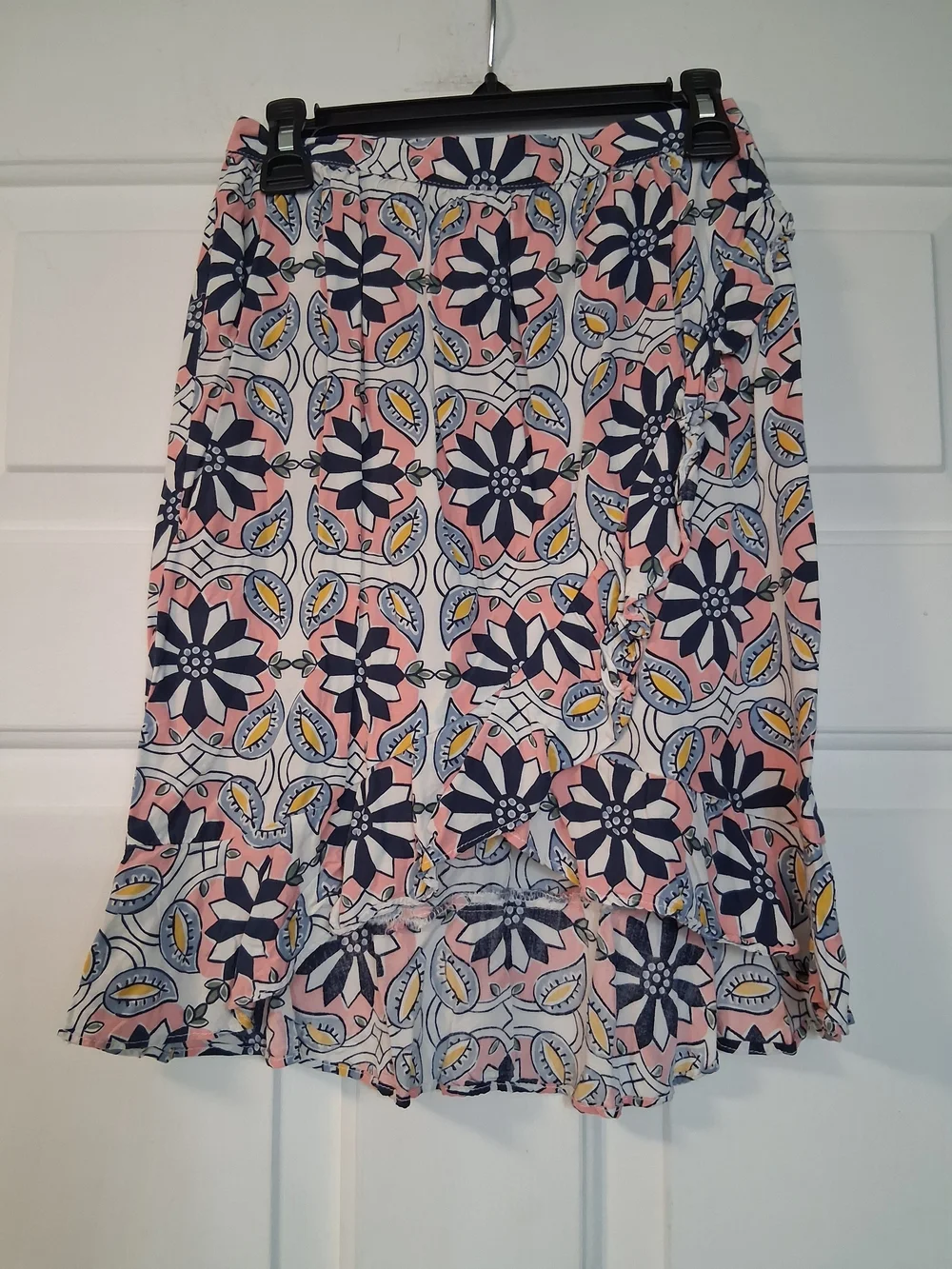 Carter's Pink Navy Blue Floral Print Ruffle Hem Lightweight Skirt 6/6X